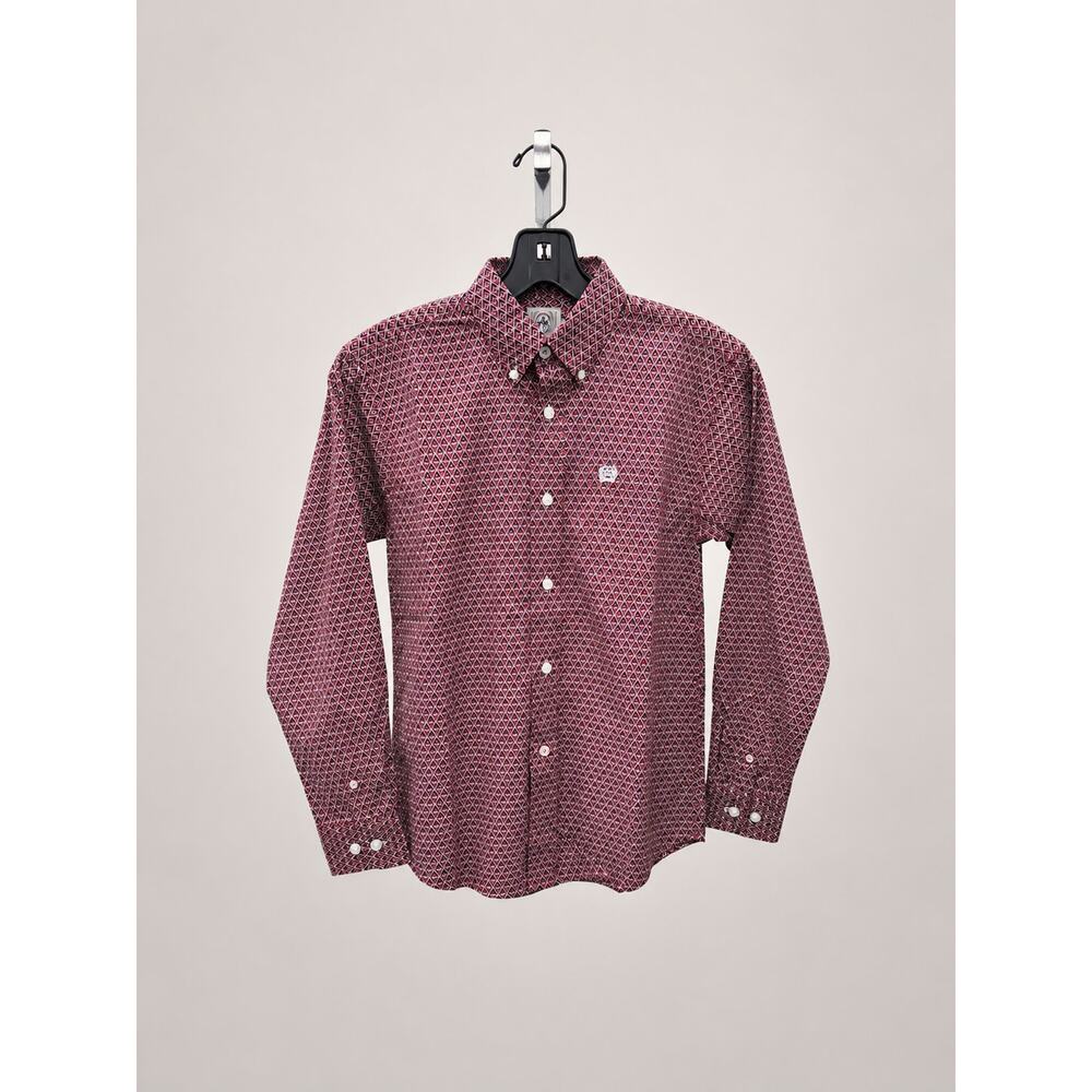 Cinch Boys Geometric Western Button Down Shirt NWT M 10 Red Black